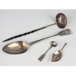 A George IV silver Fiddle pattern basting spoon, London 1823 by John Meek, length 30cm, a silver