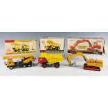 Six Dinky Toys vehicles, comprising No. 279 Aveling-Barford diesel roller, No. 977 shovel dozer, No.