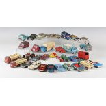 A collection of playworn Dinky Toys, Corgi Toys and other diecast vehicles, including cars, racing