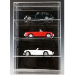 Two AutoArt 1:18 scale model cars, comprising Austin Healey 3000 and MGB GT Coupe MKII, both boxed