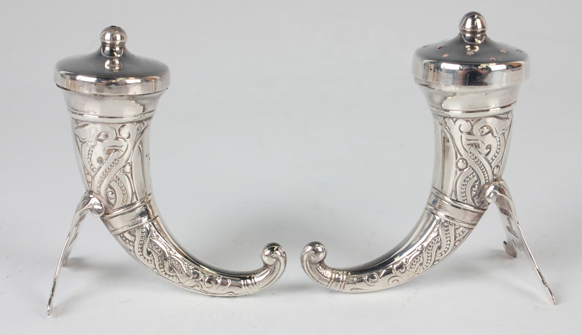 A pair of Norwegian .925 sterling novelty salts, each in the form of a Viking longboat, length 8. - Image 16 of 16