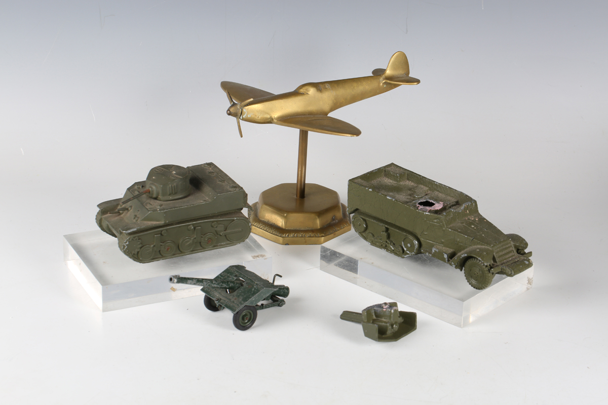Seven diecast Second World War military vehicles, including Sherman tank, armoured car half-track, - Image 7 of 14