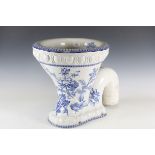 A Victorian blue and white transfer printed lavatory basin, 'The Excelsior Washdown Pedestal',
