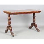 A Regency mahogany rectangular centre table, in the manner of Gillows, the turned twin supports