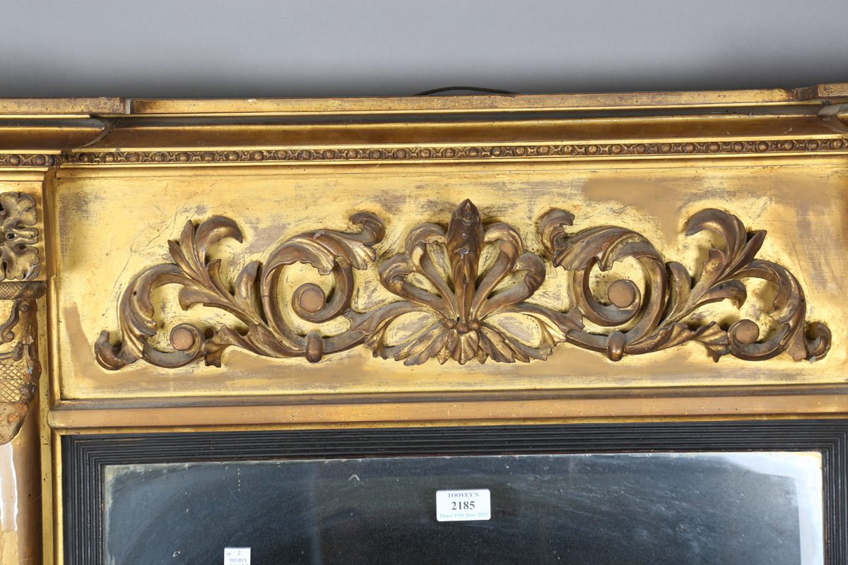 An early 19th century giltwood pier mirror with a carved foliate frieze and foliate cartouche- - Image 10 of 11