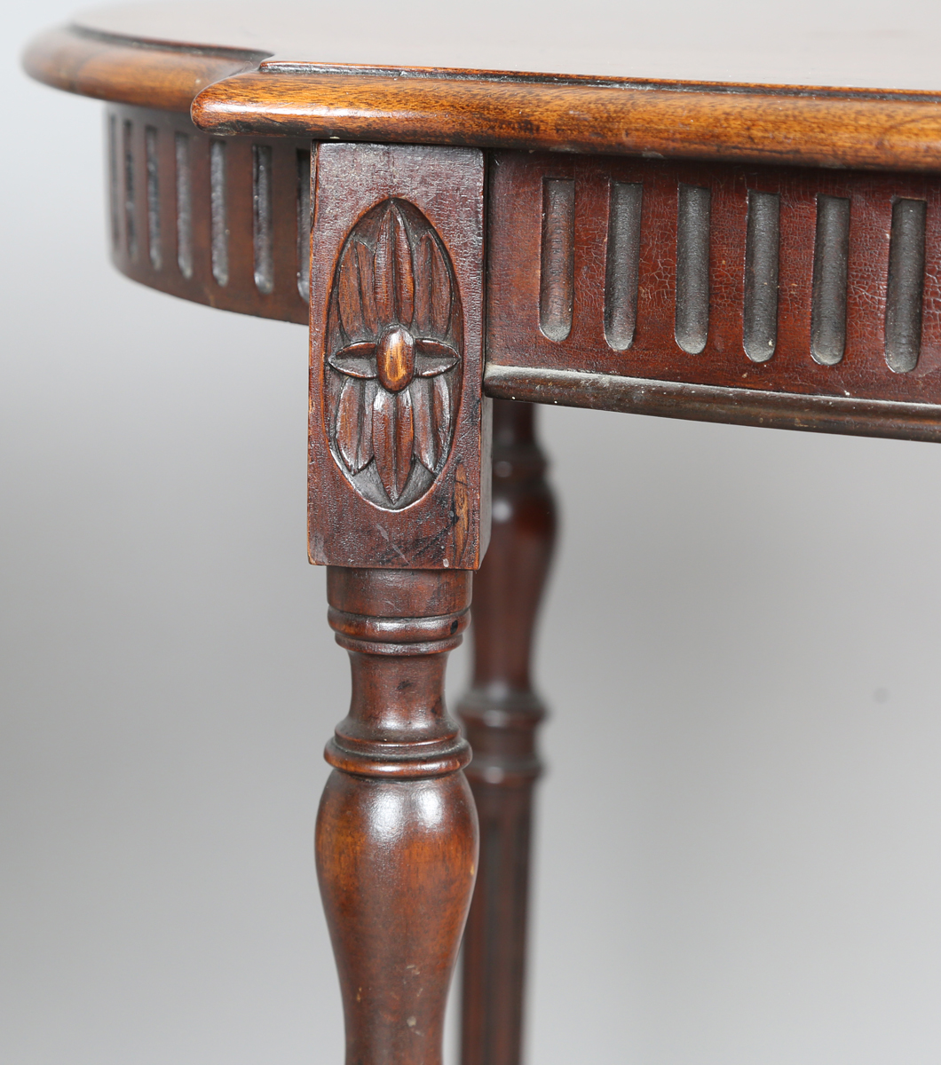 An Edwardian mahogany oval two-tier occasional table, on fluted tapering legs, height 67cm, width - Image 13 of 14