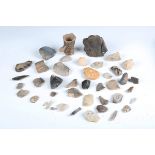 A collection of various Mesolithic flakes, microliths, scraper tools, cores and other archaeological