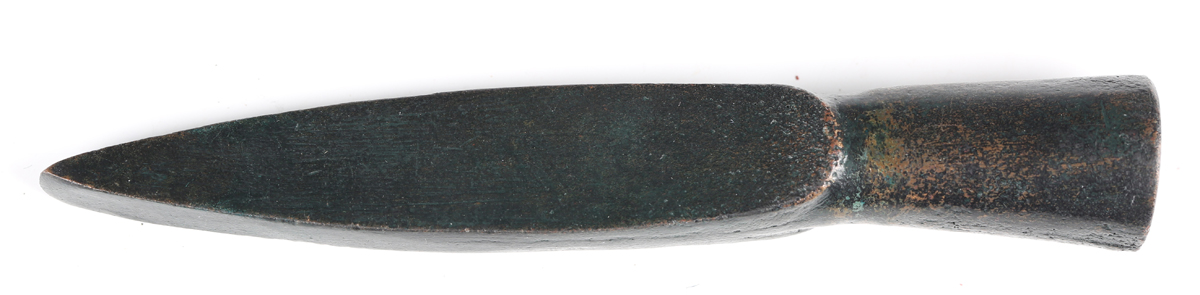 A modern replica Bronze Age style socketed type axehead of typical cast form. Provenance: Timeline - Image 5 of 8