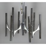 A mid-20th century Italian chrome plated nine-light chandelier by Sciolari, width 50cm, and a set of