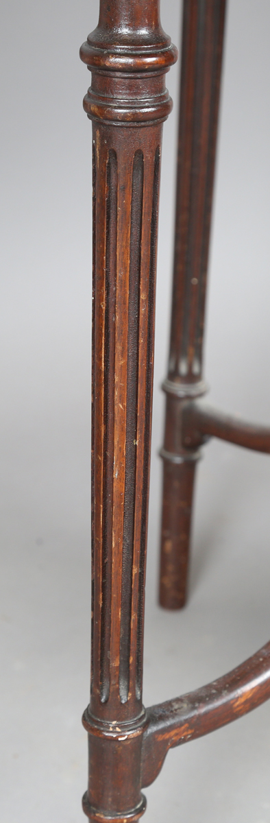 An Edwardian mahogany oval two-tier occasional table, on fluted tapering legs, height 67cm, width - Image 11 of 14