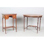 An Edwardian mahogany oval two-tier occasional table, on fluted tapering legs, height 67cm, width