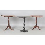 A Victorian papier-mâché tip-top wine table, height 70cm, width 65cm, together with two Victorian