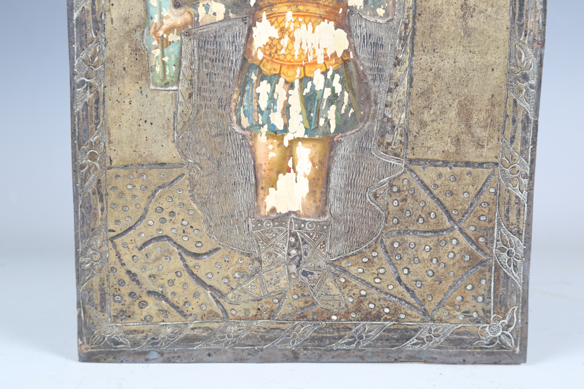 A late 19th/early 20th century Greek icon depicting Saint Agios Fanourios, the painted wood plaque - Image 4 of 7