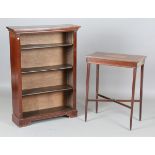 An early 20th century mahogany open bookcase, height 107cm, width 76cm, depth 26cm, together with an