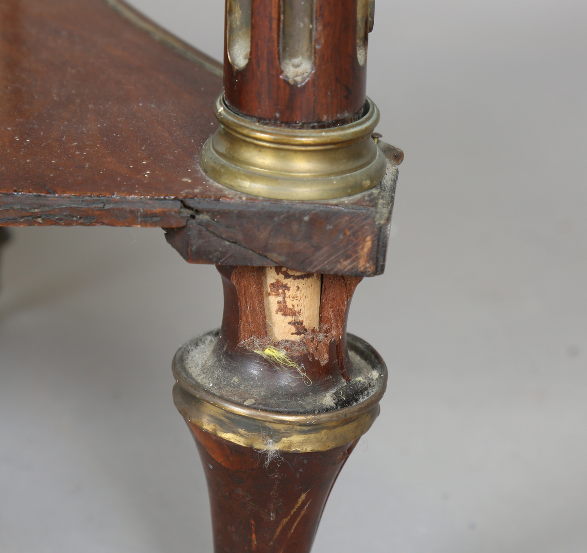 A French Empire mahogany and gilt metal mounted console table, the shaped top inset with white - Image 2 of 20