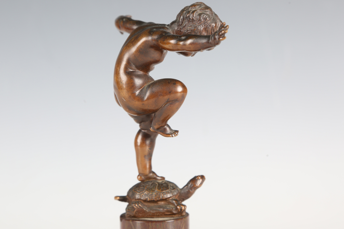 Otto Geyer - a late 19th/early 20th century German brown patinated bronze figure of a putto - Image 7 of 15