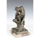 After Edmé Dumont - a late 19th/early 20th century green patinated cast bronze figure of the Milo of