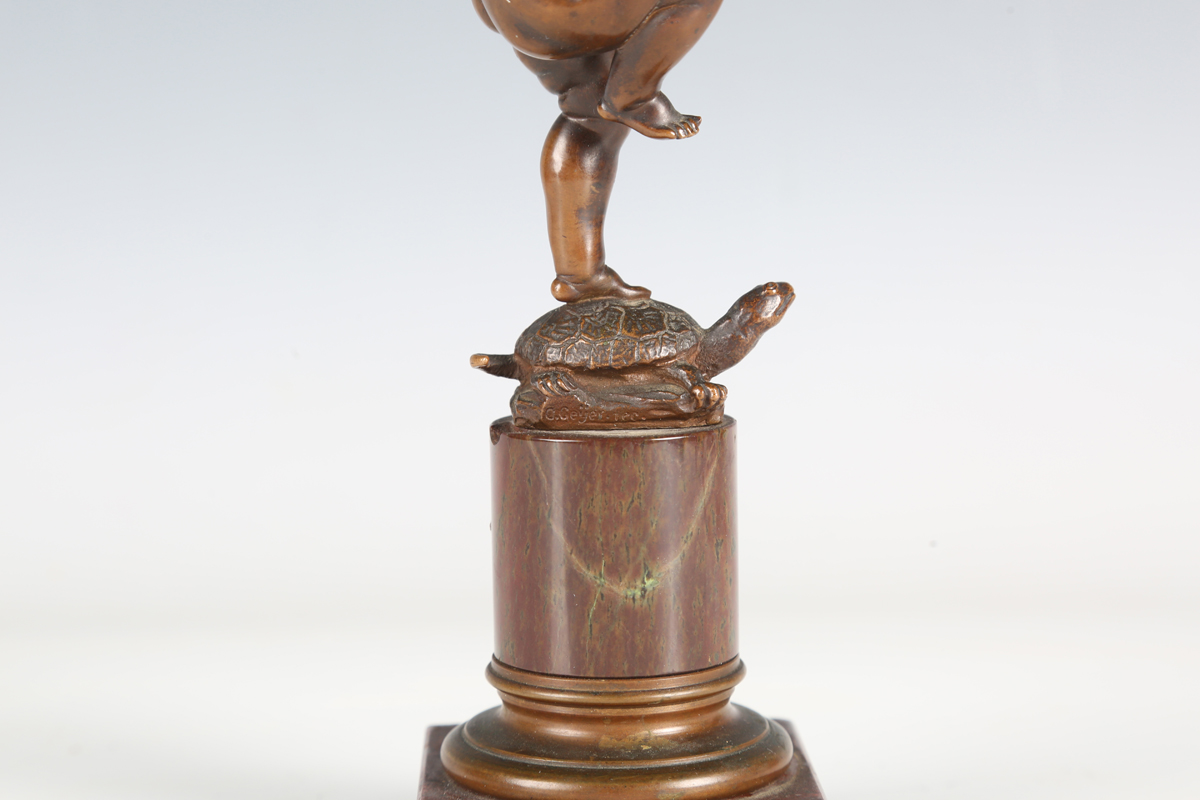 Otto Geyer - a late 19th/early 20th century German brown patinated bronze figure of a putto - Image 6 of 15