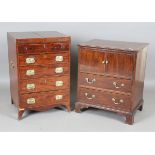 A George III mahogany gentleman's washstand with double-hinged top above four drawers, height