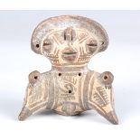 A pre-Columbian pottery figure, Moche civilisation, circa 1000-1400 BC, modelled as a stylized