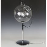 A mid-20th century Italian chromium plated and clear glass 'Miconos' table lamp, designed by Ernesto