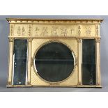 A mid-19th century gilt composition overmantel mirror, the frieze with a band of applied classical