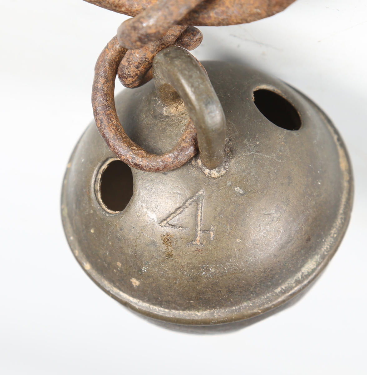 Two late 18th/early 19th century patinated bronze crotal bells by Robert Wells of Aldbourne Foundry, - Image 6 of 9