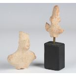 Two similar Western Asiatic terracotta votive figure fragments, circa 1st millennium BC, both