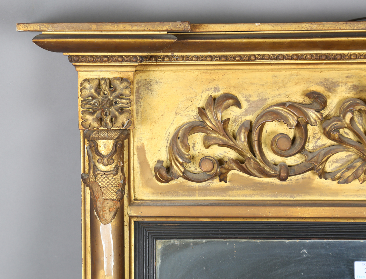 An early 19th century giltwood pier mirror with a carved foliate frieze and foliate cartouche- - Image 11 of 11