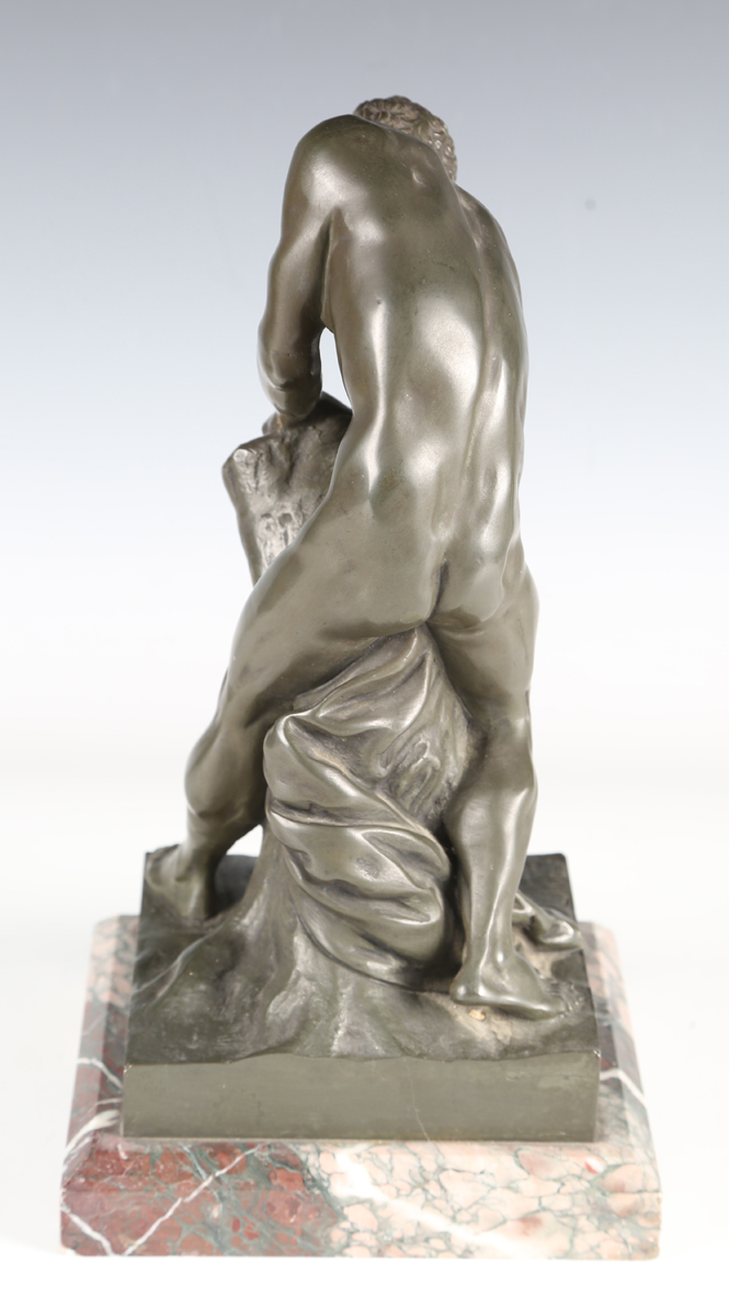 After Edmé Dumont - a late 19th/early 20th century green patinated cast bronze figure of the Milo of - Image 3 of 14