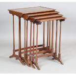 An early 20th century mahogany quartetto nest of occasional tables with chequer inlaid tops and