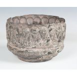 An Achaemenid Persian Empire copper alloy bowl, 3rd century BC, the sides worked with scalloped