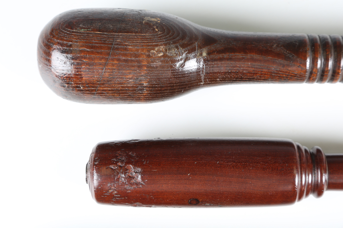 A Victorian ebonized wooden policeman's truncheon of tapering form with a shaped ribbed handle, - Image 11 of 11