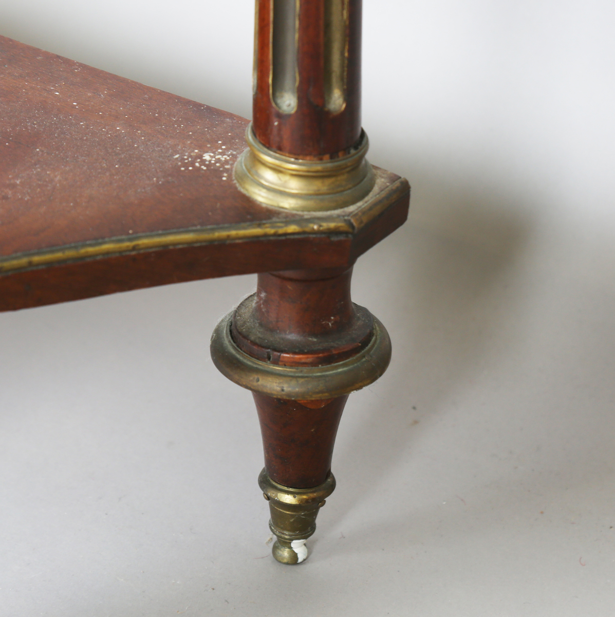 A French Empire mahogany and gilt metal mounted console table, the shaped top inset with white - Image 5 of 20