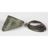 Two early medieval European style bronze archer's rings, lengths 4cm and 3.5cm. Note: from the