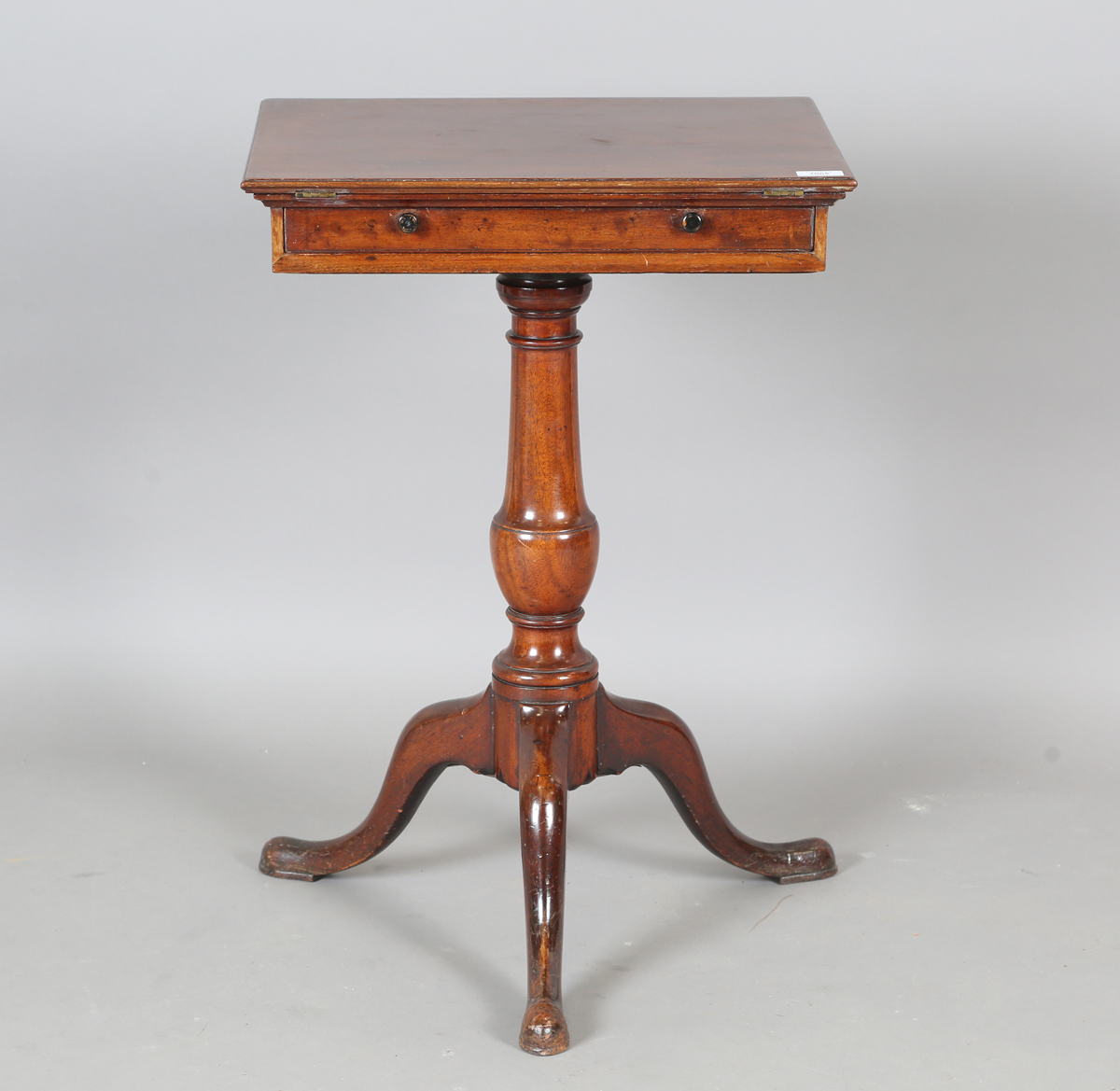 A Regency mahogany rectangular reading table, the hinged top above a single drawer, height 73cm,