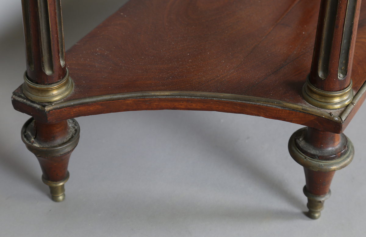 A French Empire mahogany and gilt metal mounted console table, the shaped top inset with white - Image 13 of 20