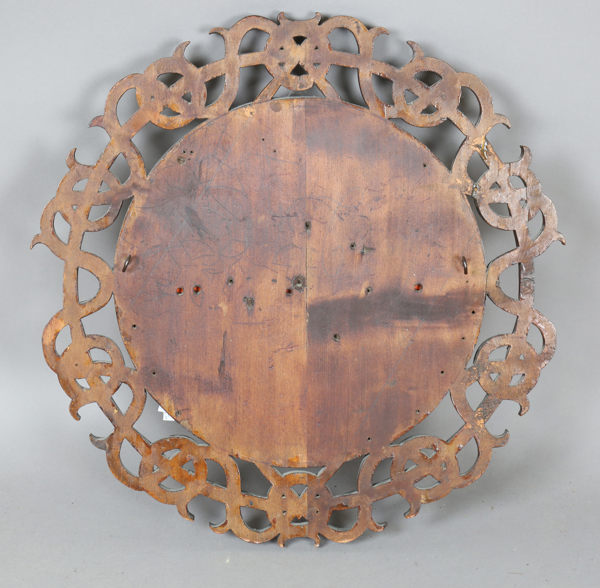 A 20th century Chinese style hardwood circular wall mirror with a carved and pierced frame, diameter - Image 2 of 4