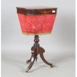 A Regency mahogany rectangular work/sewing table, the rectangular top with canted corners, the