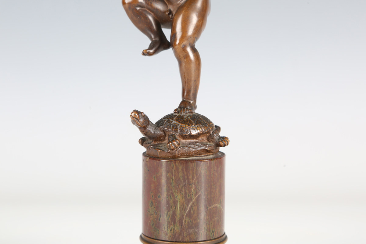 Otto Geyer - a late 19th/early 20th century German brown patinated bronze figure of a putto - Image 14 of 15