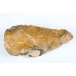 A Paleolithic flint hand axe of typical long tapered flaked form, detailed 'Keswick' and