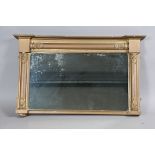 A Regency overmantel mirror with a later gilt painted surface, height 59cm, width 98cm.