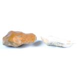 A Paleolithic flint hand axe of flaked ovate form, detailed 'Keswick' and indistinctly dated '1969',