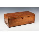 A George III satin birch writing box with conch shell patera to the hinged lid and twin drawers to