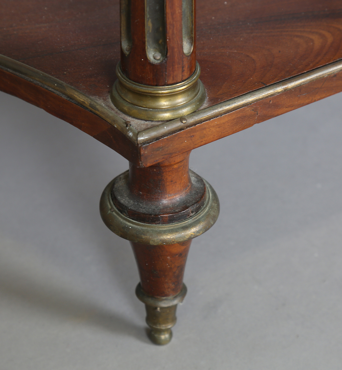 A French Empire mahogany and gilt metal mounted console table, the shaped top inset with white - Image 16 of 20