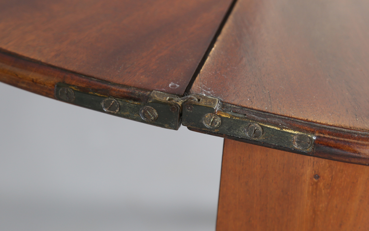 A George III mahogany serpentine front fold-over tea table, height 72cm, width 90cm, depth 44cm. - Image 2 of 6