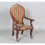 An early Victorian Gothic Revival mahogany framed child's armchair with tapestry seat and back,