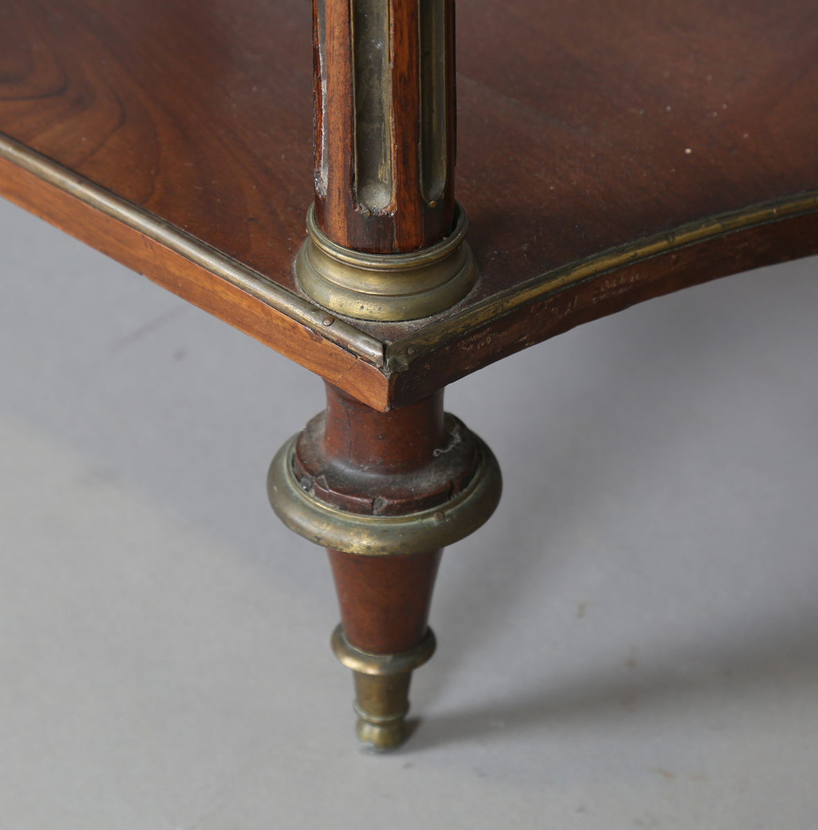 A French Empire mahogany and gilt metal mounted console table, the shaped top inset with white - Image 8 of 20