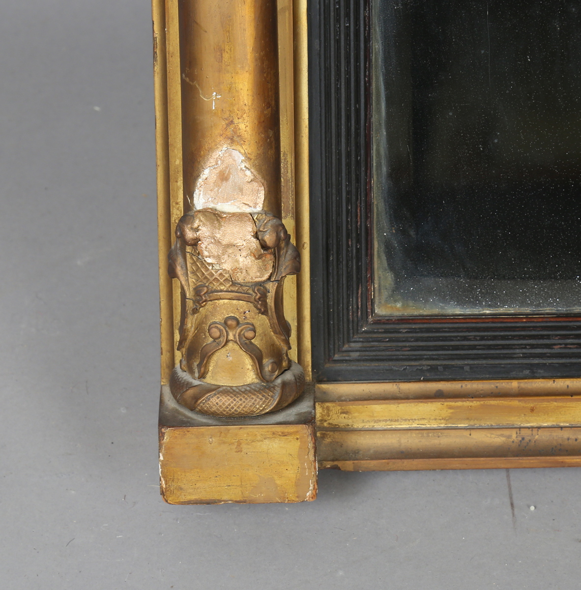 An early 19th century giltwood pier mirror with a carved foliate frieze and foliate cartouche- - Image 7 of 11