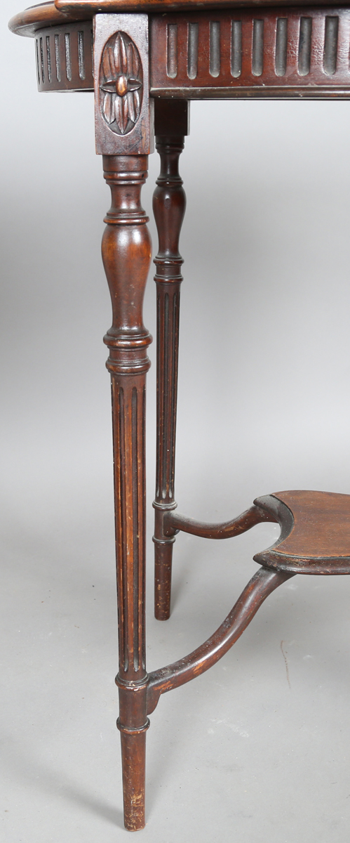 An Edwardian mahogany oval two-tier occasional table, on fluted tapering legs, height 67cm, width - Image 9 of 14